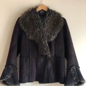 Utex P/S Faux Fur Shawl Collar, Faux Suede Jacket